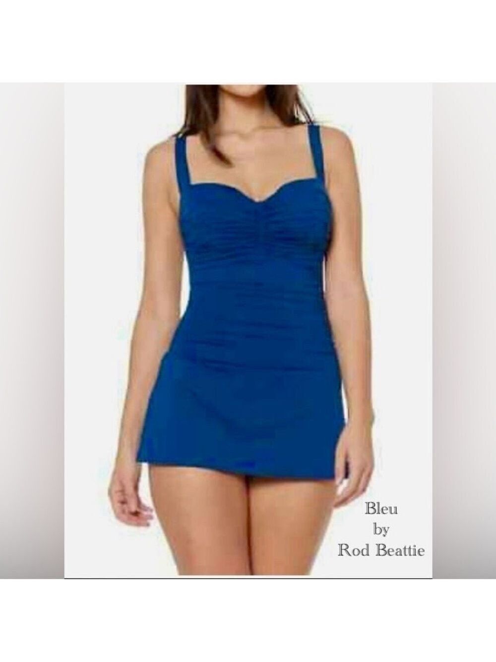 NWT Bleu by Rod Beattie Old Hollywood Ruched SLIMMING dress Swimsuit Size 6D